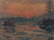 Claude Monet Sunset on the Seine in Winter Sweden oil painting artist